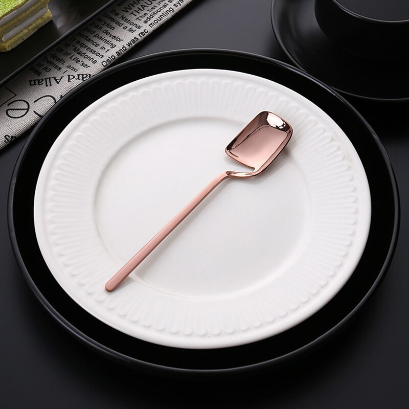 4 Pcs Stainless Steel Coffee Spoon Dessert Fork Long Handle Hanging Wall for Dessert Pizza Cake Steak P7Ding