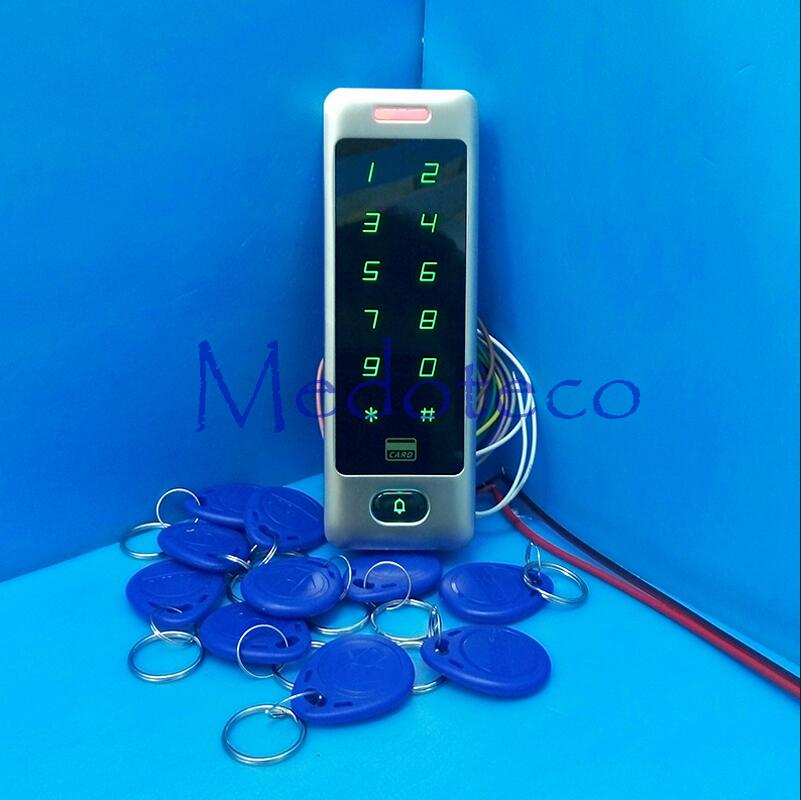 IP68 Waterproof Rfid Access Controller 125Khz EM Card Door Access Control Outdoor Metal Case touch keypad Access Control System: Blue
