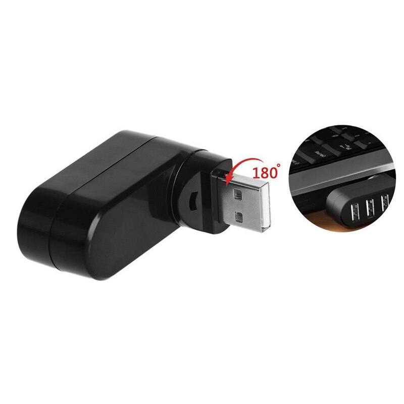 Rotatable High Speed 3 Ports USB HUB 2.0 USB Splitter Adapter for Notebook/Tablet Computer PC Peripherals