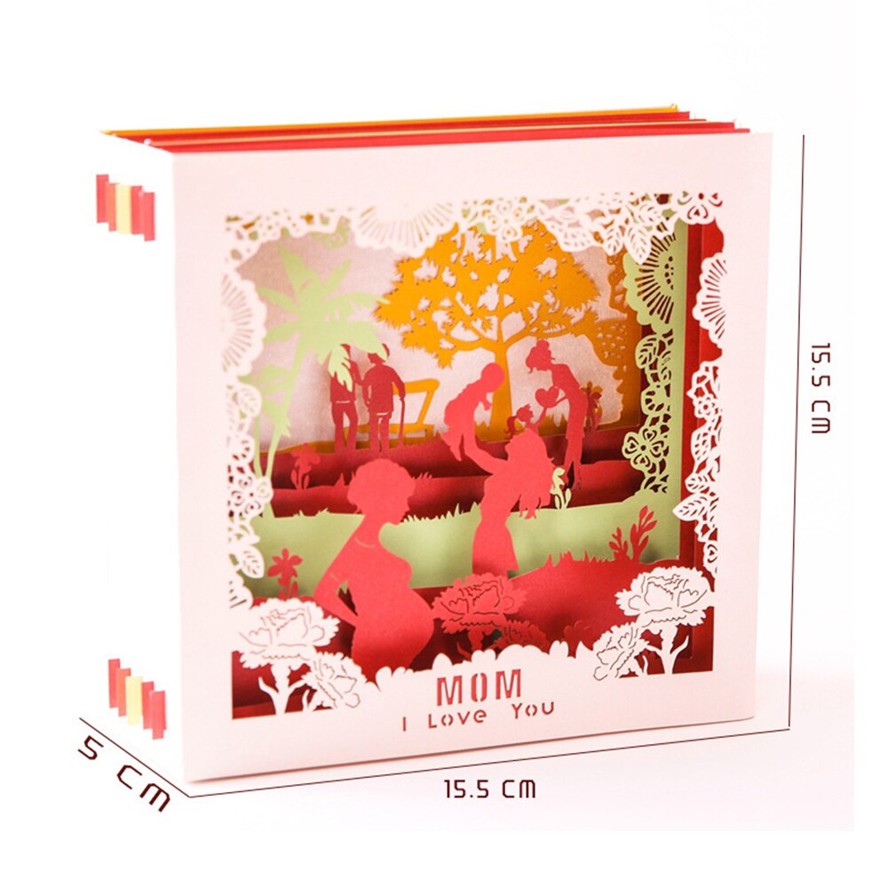 Mother's Day Greeting Invitation Cards UP Beautiful Home Cut Rose Flower Card 3D Decorating Happy Birthday