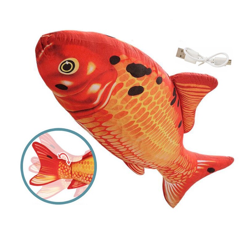 Juguete de pez electrónico interactivo para gatos, juguete automático para gatos, divertido, recargable, simulación de flotación, peces de baile en movimiento: E(Electric fish)