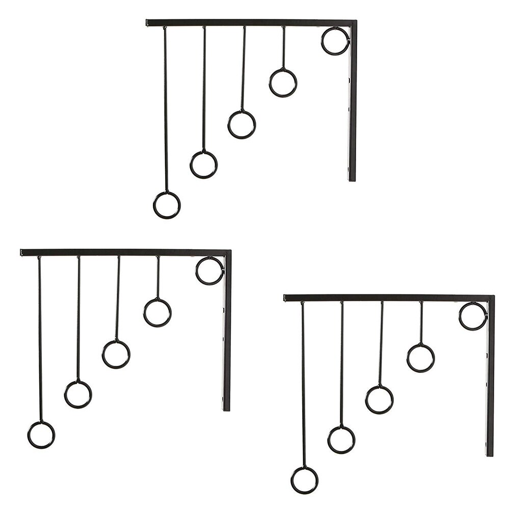 Clothes Hanger Wall Mounted Garment Racks 5 Ring Hanger Clothing Organizers Clothing Display Stand K888: Black 3pcs