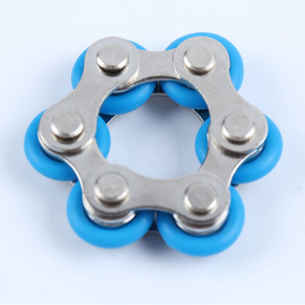 1 PC juguete antiestrés cadena de la bici Fidget mano Spinner Fidget pulsera para el autismo y ADHD Fidget juguete: Azul