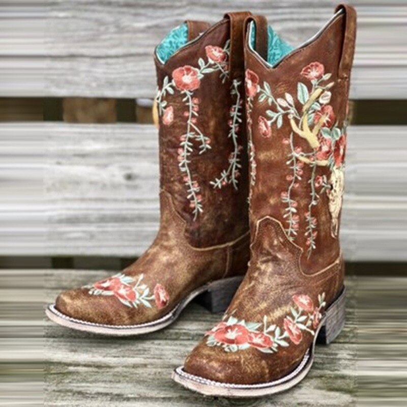 Weibliche Ritter Stiefel Lange Rohr Stiefel Mitte waten Stiefel Martin Stiefel Western Cowboy Stiefel Jahrgang Motorrad Schuhe Damen