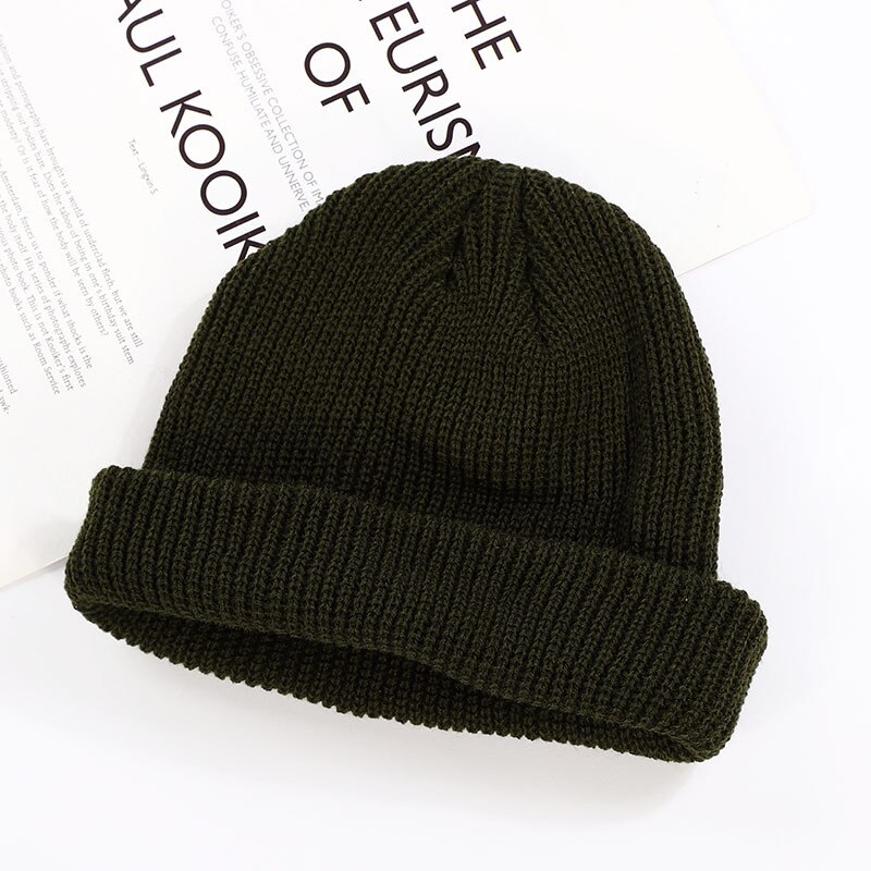 Los hombres mujer boinas calientes para el invierno sombrero pantalón corto Casual gorro de Hip Hop gorro para adultos mujer de punto de lana Beanie gorra elástico sombreros Unisex: Black