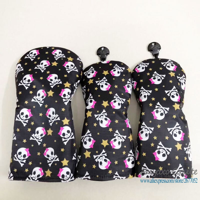Cooyute Golf headcover PU Skull Golf wood head cover 13.5 Red colour Unisex wood Clubs head cover