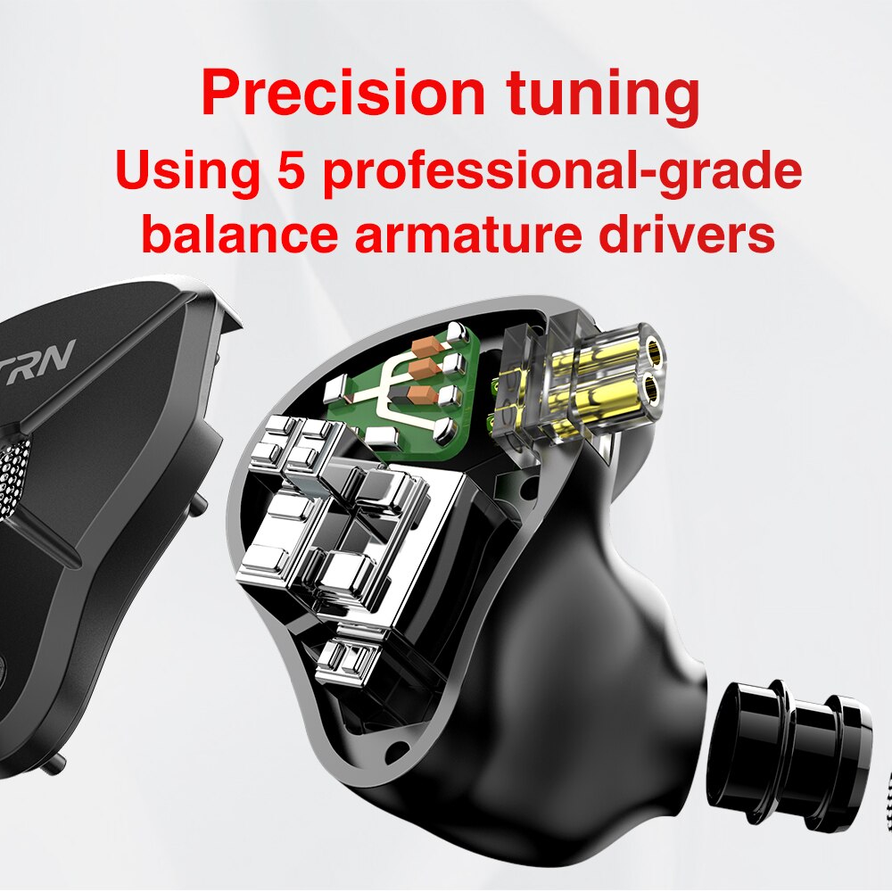 TRN BA5 5BA HIFI Earphone 10 Unit Balanced armature In Ear Earphones Metal Monitor Headset Noise Earbud Earphone VX V80 ZSX V90