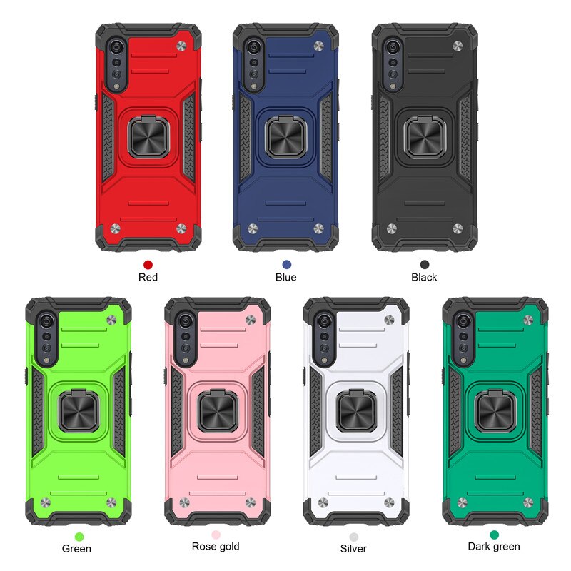 Odporne na wstrząsy etui na LG Velvet 5G 4G luksusowy zderzak pancerna obudowa LG pierścień aksamitny 360 Protect tylna pokrywa dla LG Velvet Stand Fundas