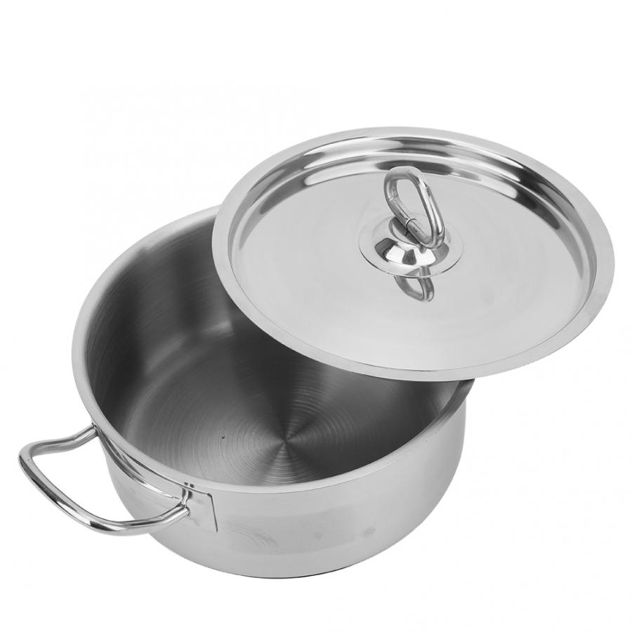 Olla de acero inoxidable de 20cm de diámetro, utensilios de cocina para el hogar, herramienta de cocina con doble Mango, ollas de fideos