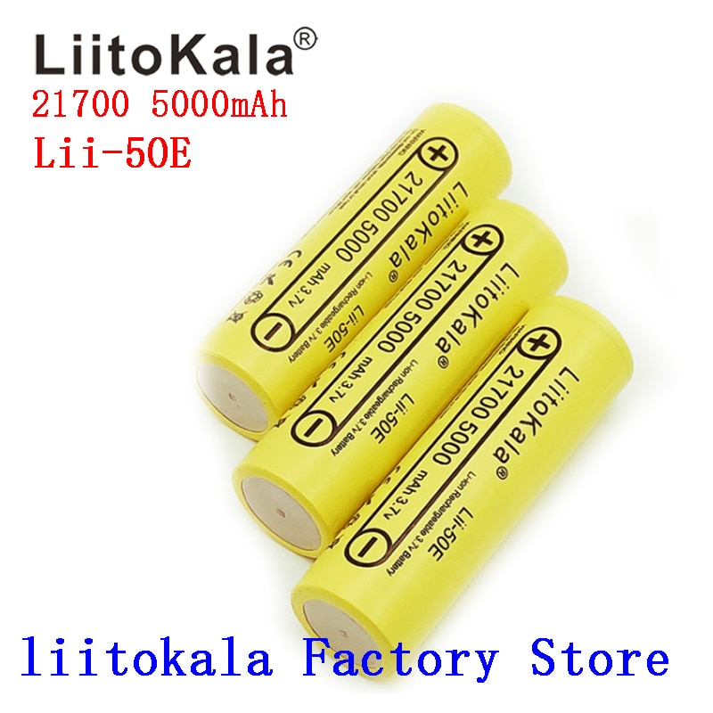 LiitoKala Lii-50E 21700 5000 mah Oplaadbare Batterij 40A 3.7 V 10C ontlading High Power batterijen Voor High-power Apparaten