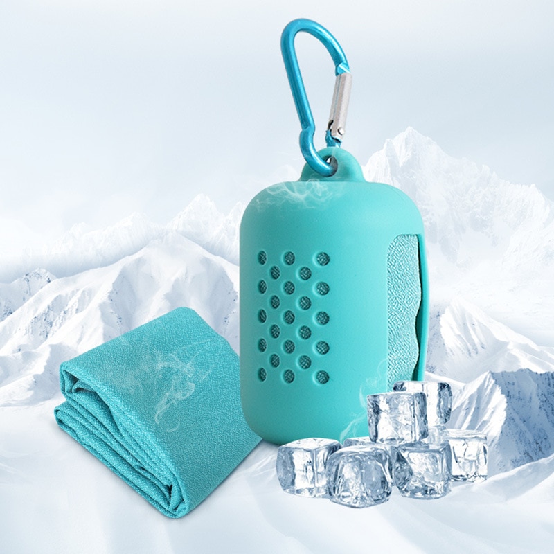 Serviette de sport à refroidissement instantané, serviette à séchage rapide pour les athlètes, en microfibre avec étui en Silicone pour la randonnée, le Camping et les voyages