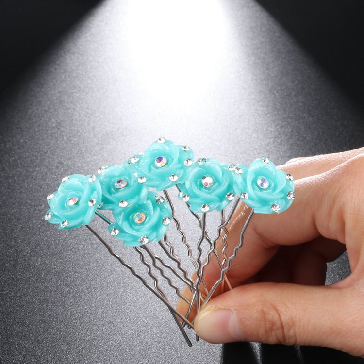 Katesolo Haar Sieraden Bruiloft Haarspelden Crystal Rhinestone Flower Bridal Haarspelden Bruidsmeisje Hair Clips Vrouwen Haar Accessoires: AB green