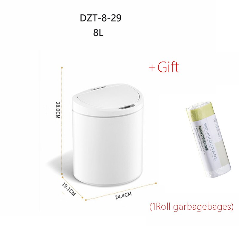Ninestars Intelligente Inductie Prullenbak Geen Contact Voor Keuken Woonkamer Badkamer 8L/10L Van Xiaomiyoupin: white 10L with gift
