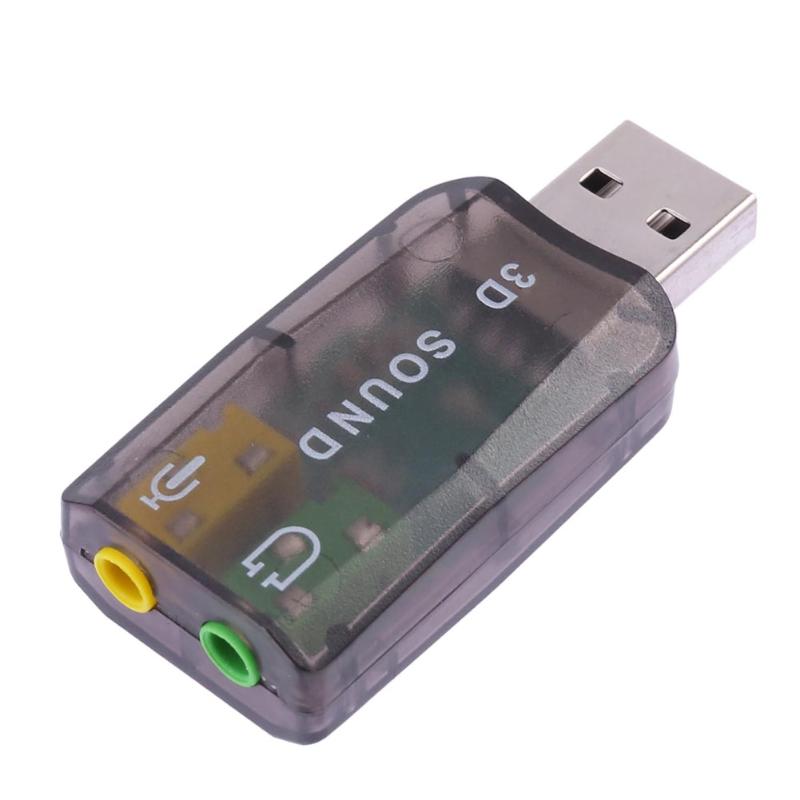 Multi-channel USB 2.0 Sound Card Virtual 5.1 Channel 3D Audio Adapter for Desktop Laptop Notebook Computer PC