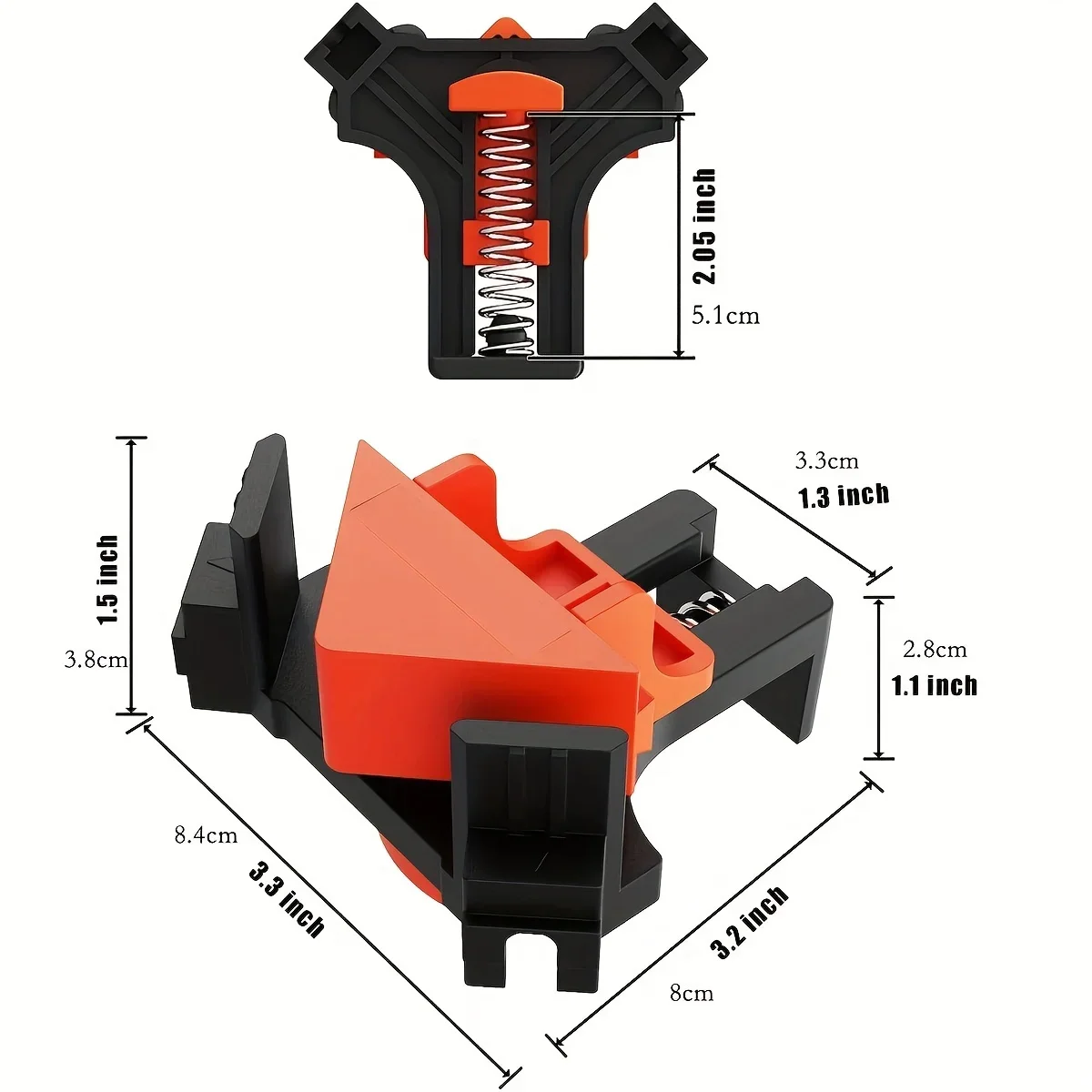 90 Degree Corner Clamps - Quick Adjustable Spring Loaded Woodworking Clamps for Cabinets, Photo Framing & DIY Wood Projects