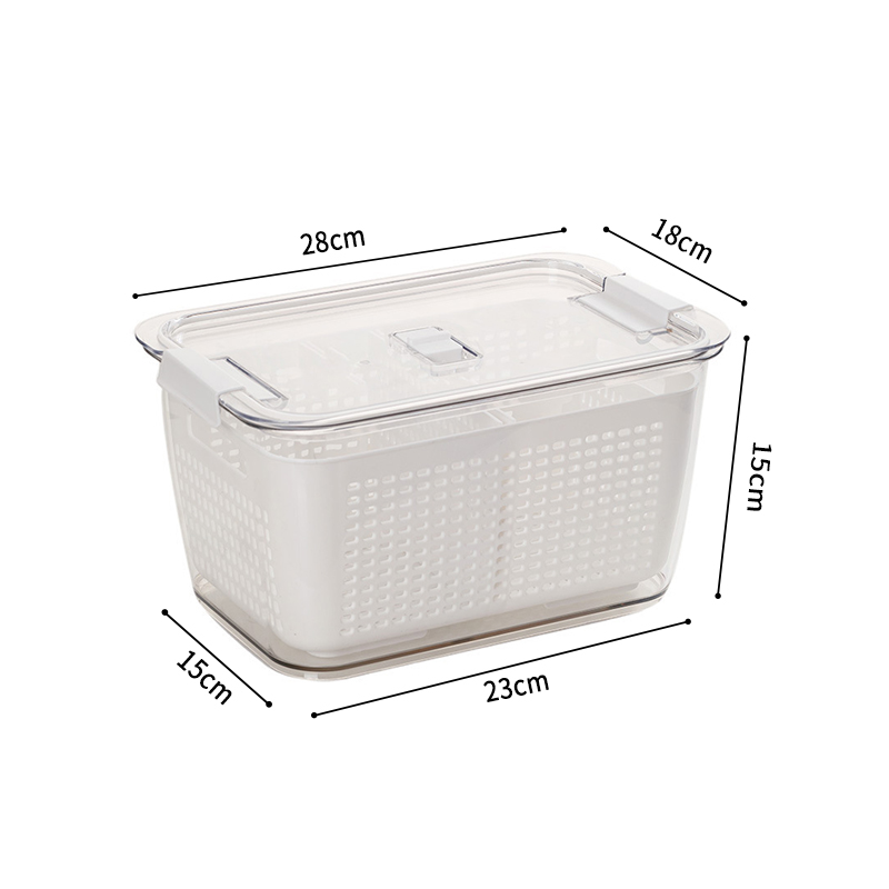 Refrigerator Food Produce Saver Storage Containers With Lid Fridge Fresh Vegetable Colander Storage Box Kitchen Organization: 1.7L White 1 Vent