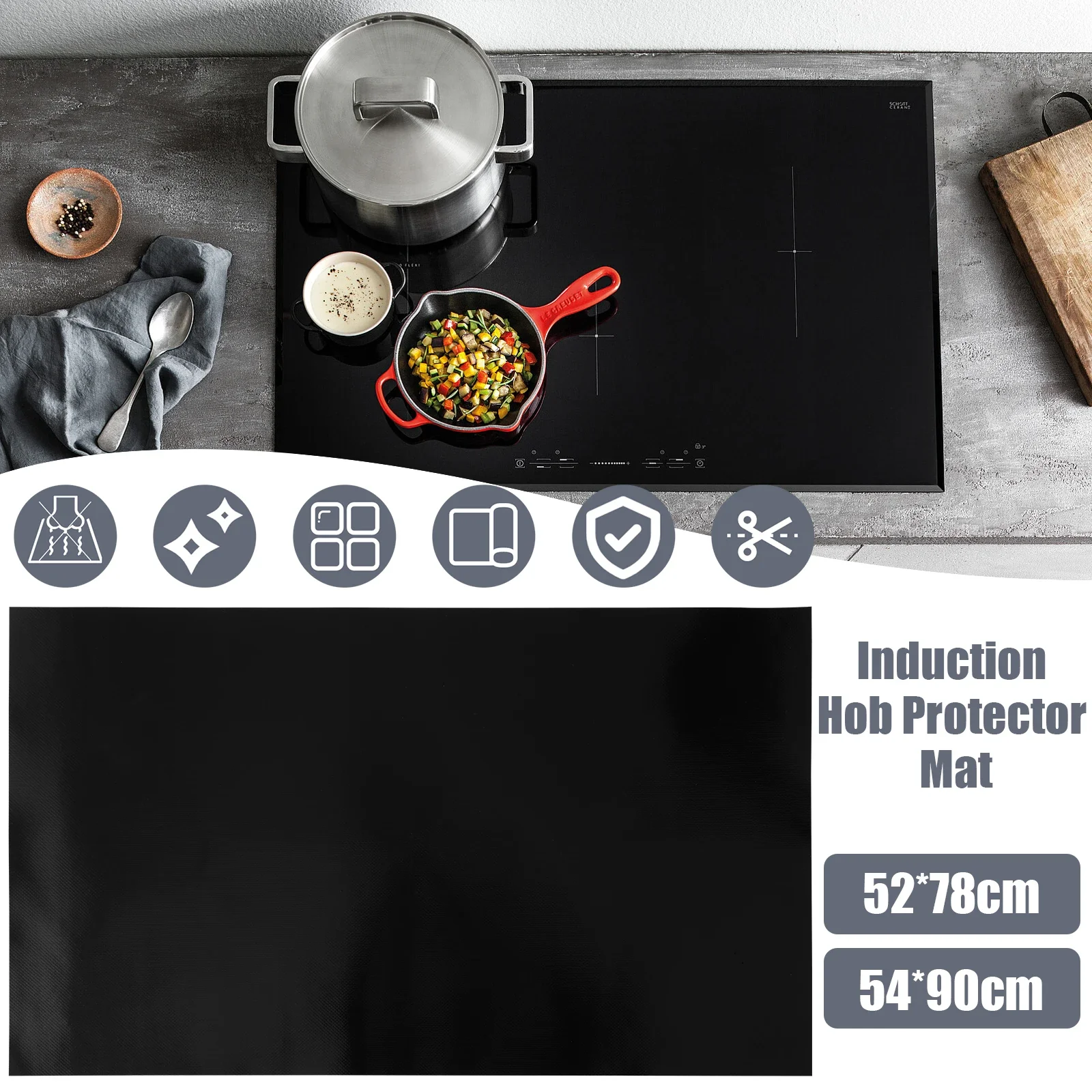 Induction Hob Protector Mat Large Silicone Induction Cooktop Scratch Cover Thickened Nonstick Heat Resistant Countertop Mat