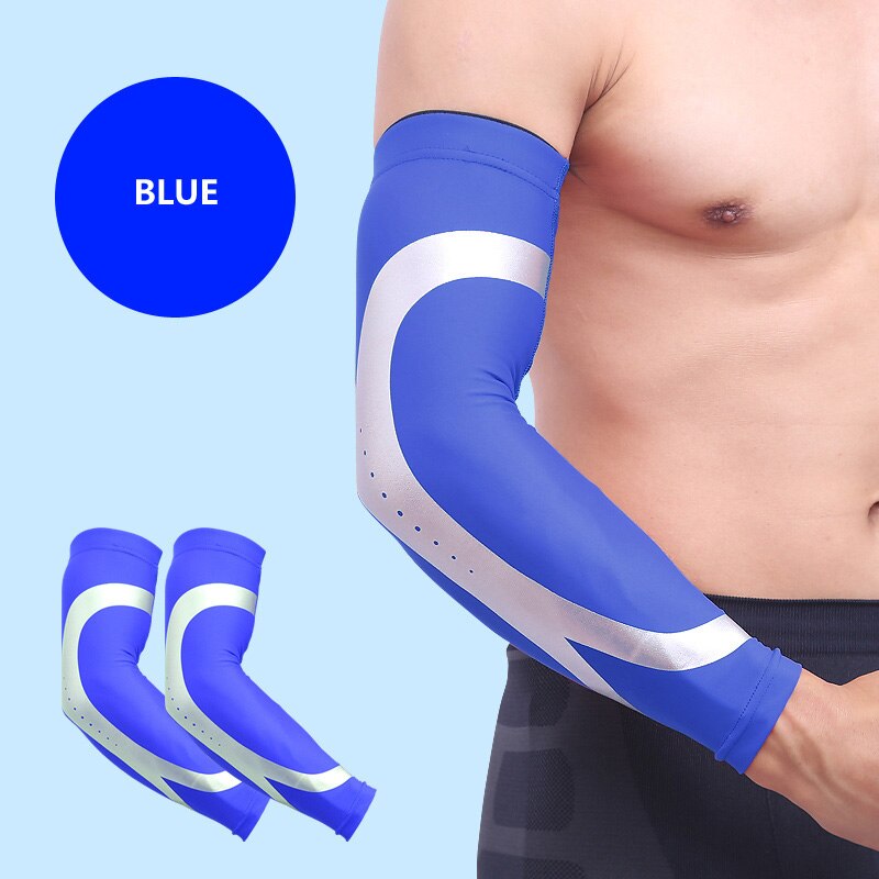 1 stuk elastische gym sport elleboogbeschermers basketbal arm mouw elleboog ondersteuning elleboog beschermer sport veiligheid ml xl: Blauw / Ik