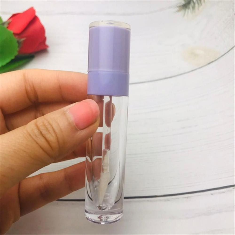 1 stuks abs lipgloss tube lege plastic ronde lippenbalsem tubes transparante fles kleine lippenstift samples diy cosmetische tools 8ml: Paars