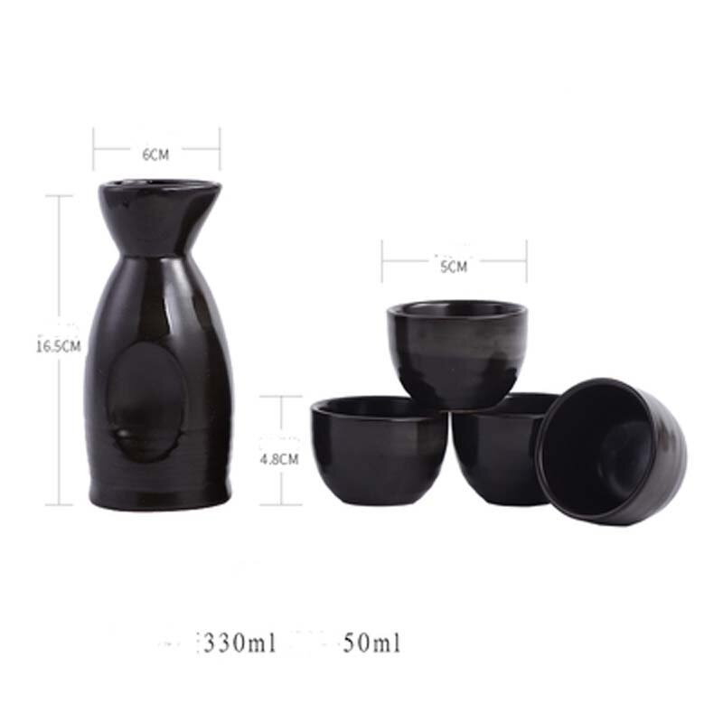 FANCITY Japanese-style ceramic black sake bottle, wine bottle, sake cup, sake bottle, sushi restaurant, sake bottle tableware: 4