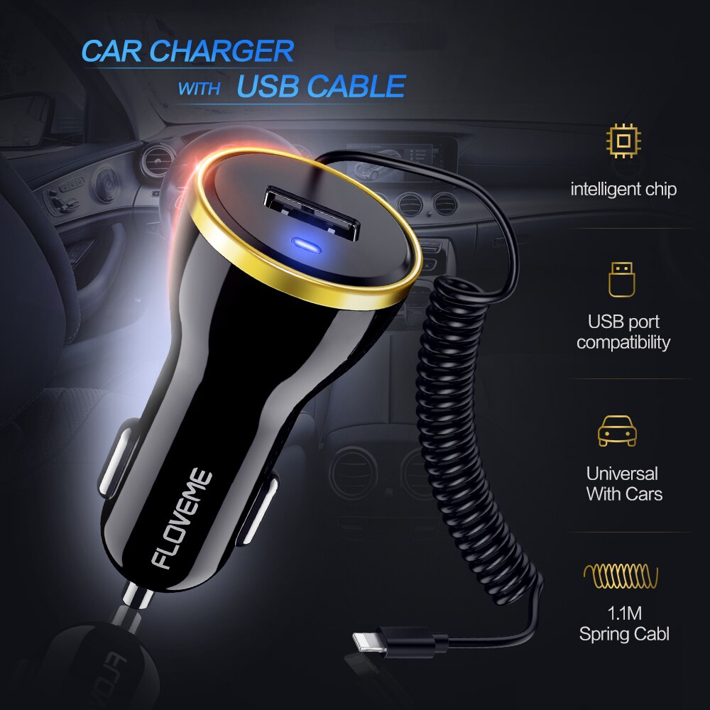 FLOVEME 2 Arten Auto Ladegerät Für Telefon Mini USB Auto-Ladegerät Für iPhone X Samsung Hinweis 9 USB Ladegerät praktisch Adapter in Auto