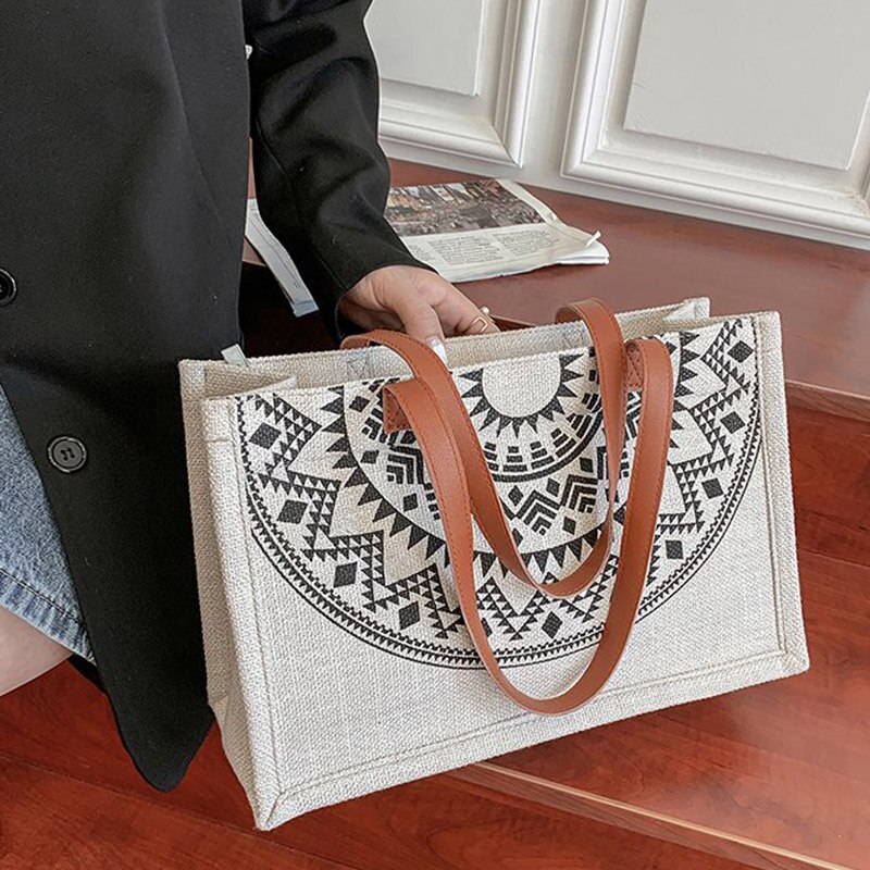 Leinwand Tote Tasche frauen Schulter Tasche Nationalen Stil Baumwolle Und Hanf Frauen Einkaufen Schulter Geldbörse Neue Handtasche