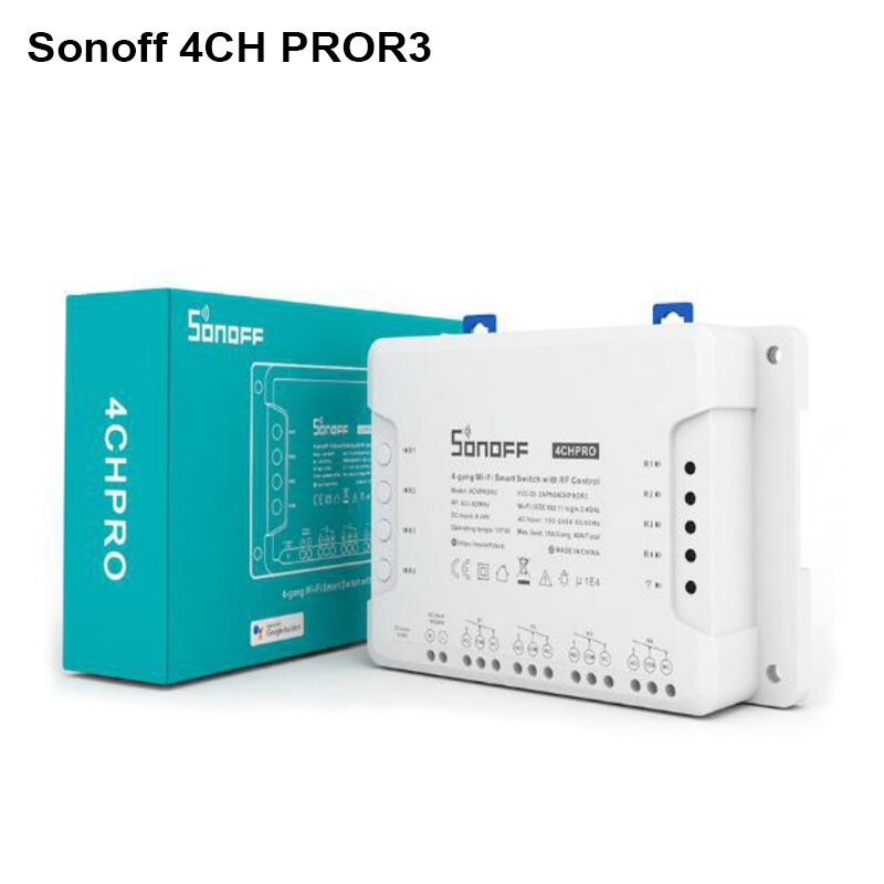 Sonoff 4ch pro  r3 smart wifi switch 4 gang 3 arbejdstilstande inching interlock smart home ewelink app arbejde med alexa google home: Default Title
