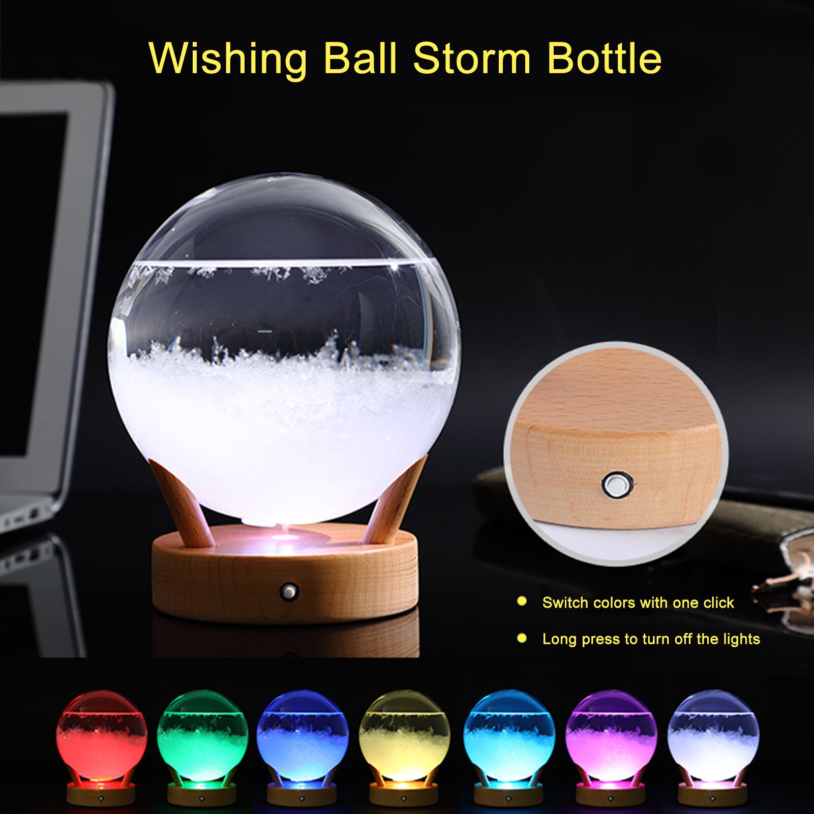 Glass Weather Station Light Up Weather Forecaster Barometer Droplet Storm Glass -Shaped Storm Glass Bottle For Home