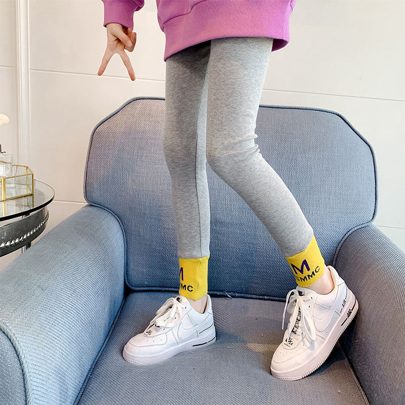 Nuovi Leggings in cotone 2022 per bambini pantaloni a matita Skinny per bambini primavera Leggings a fondo tinta unita autunno abbigliamento per ragazze 8Y: GRAY / 14
