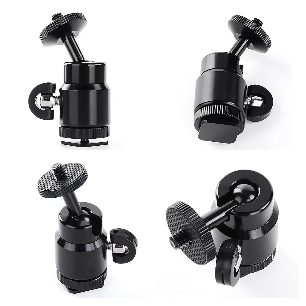 1/4 Shoe Adapter Metalen Swival Ball Head Voor Camera Statief Led Licht Flash Bracket Houder Mobiel Clip Kit