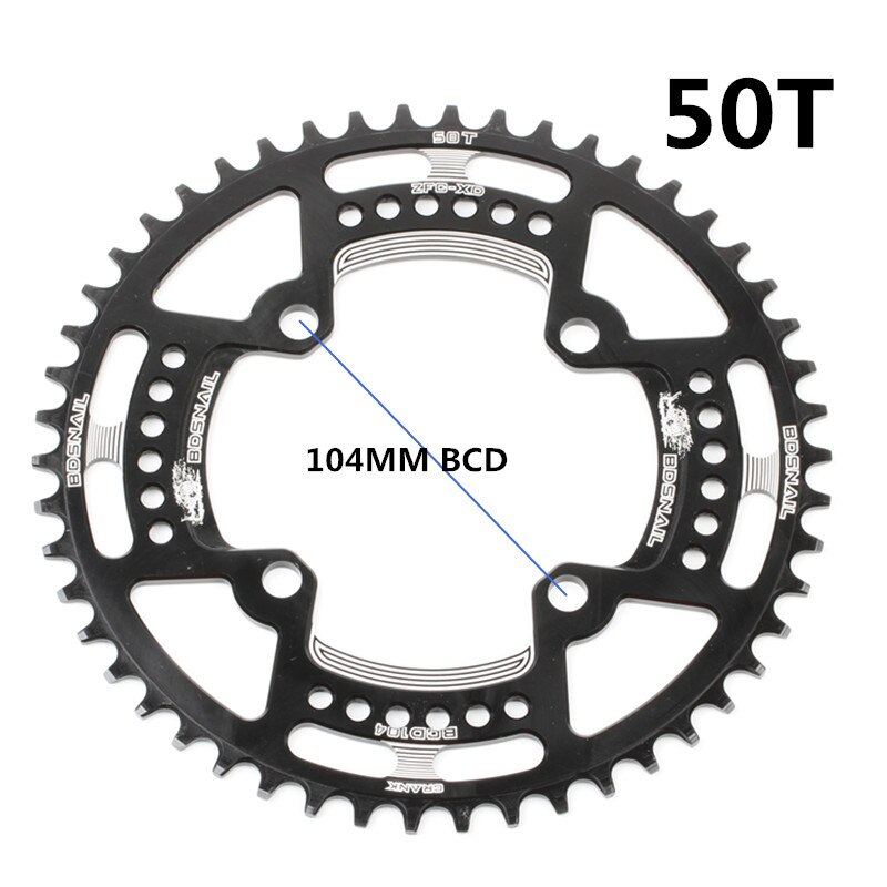104 bcd 40/42/44/50/52t mountainbike kettingblad mtb crankstel aluminium smal breed kettingblad: 50t zwarte