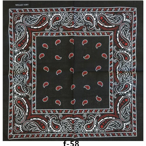 100% Katoen Koreaanse Mode Zwart Paisley Gedrukt Halsdoek Hip Hop Hoofddeksels/Haar Bandana Foulard Vierkante Sjaal Voor Vrouwen/mannen: f-58