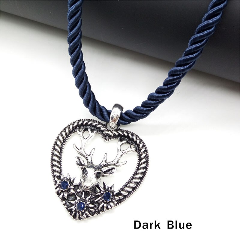 charmant Elch Hirsch Anhänger Halskette Herz bilden Jahrgang Mehrfarbig stränge Seil Halskette Oktoberfest Schmuck: dunkel Blau