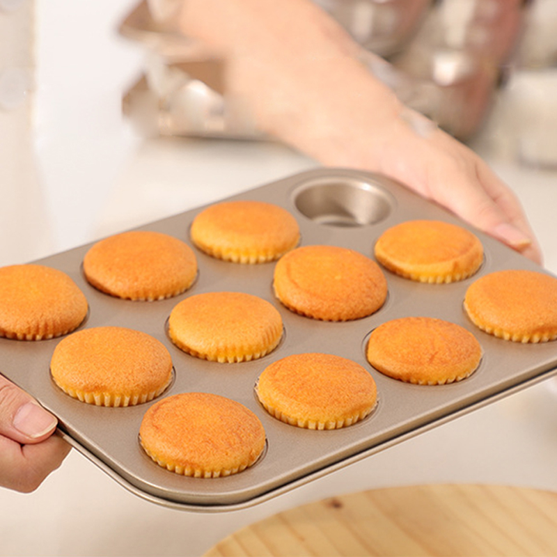 4/6/12 Cup DIY Cupcake Pan Muffin Tray Cupcake Mold Non Stick Bakeware Biscuit Pan Microwave Cake Mold Carbon Steel Baking Tray
