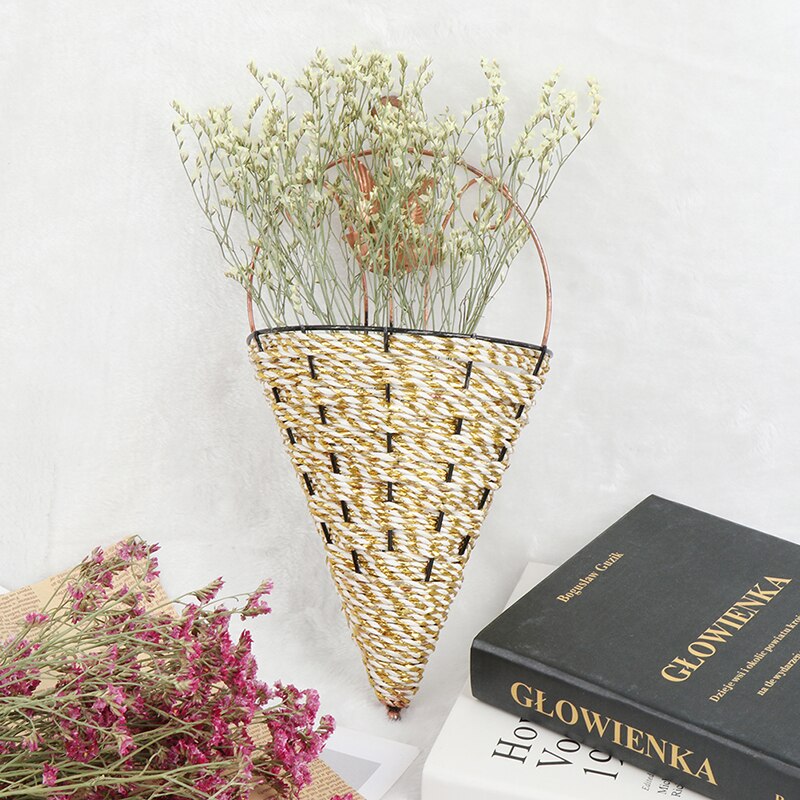 Natuurlijke rieten bloemenmand wanddecoratie pot plantenbak rotan vaas