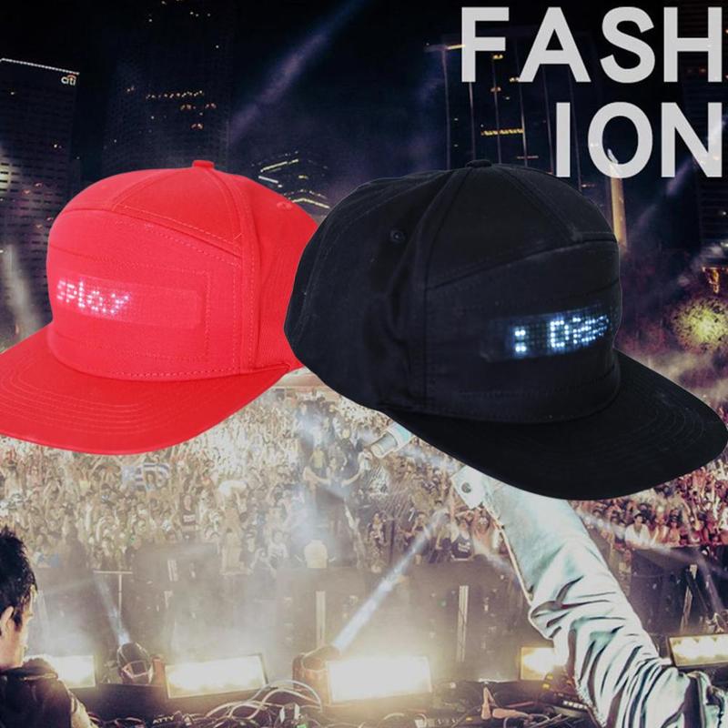 1pc kreatywna aplikacja sterowanie przez telefon komórkowy reklama kapelusz słowo kapelusz wyświetlacz Bluetooth czapki biodro doprowadziło kapelusz wzór światła chmiel T8I3