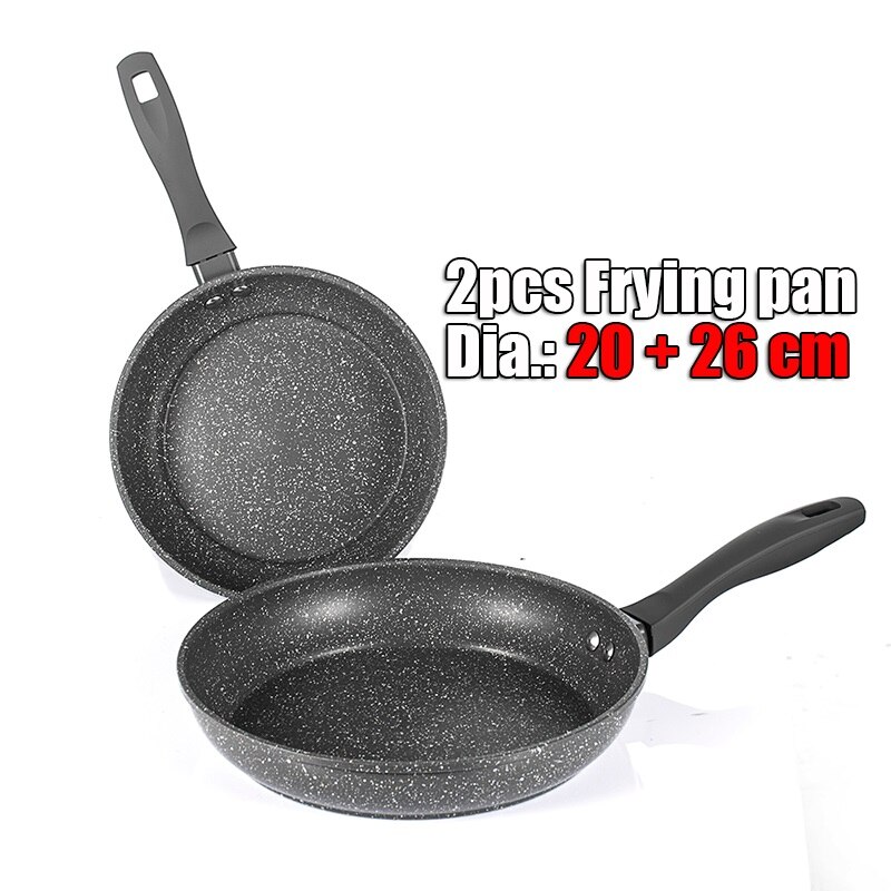 100% Pfoa Gratis Steen Afgeleide Anti-aanbak Koekenpan Coating 5 Lagen Bodem Zacht Handvat Aluminium Vaatwasmachinebestendig Koken Pan set: 2pcs Frying pan set