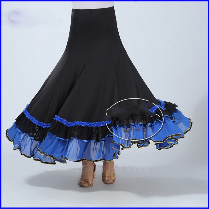 Vestidos de Flamenco español para mujer, 6 colores, falda de baile gitano con volantes, Vestido largo de baile clásico: Color4