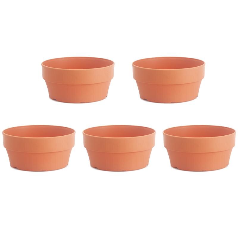 3/5/6pcs Imitation Clay Flower Basket Japanese Round Plastic Flower Pot Flower Container Flower Basin Indoor Outdoor Potted Gard