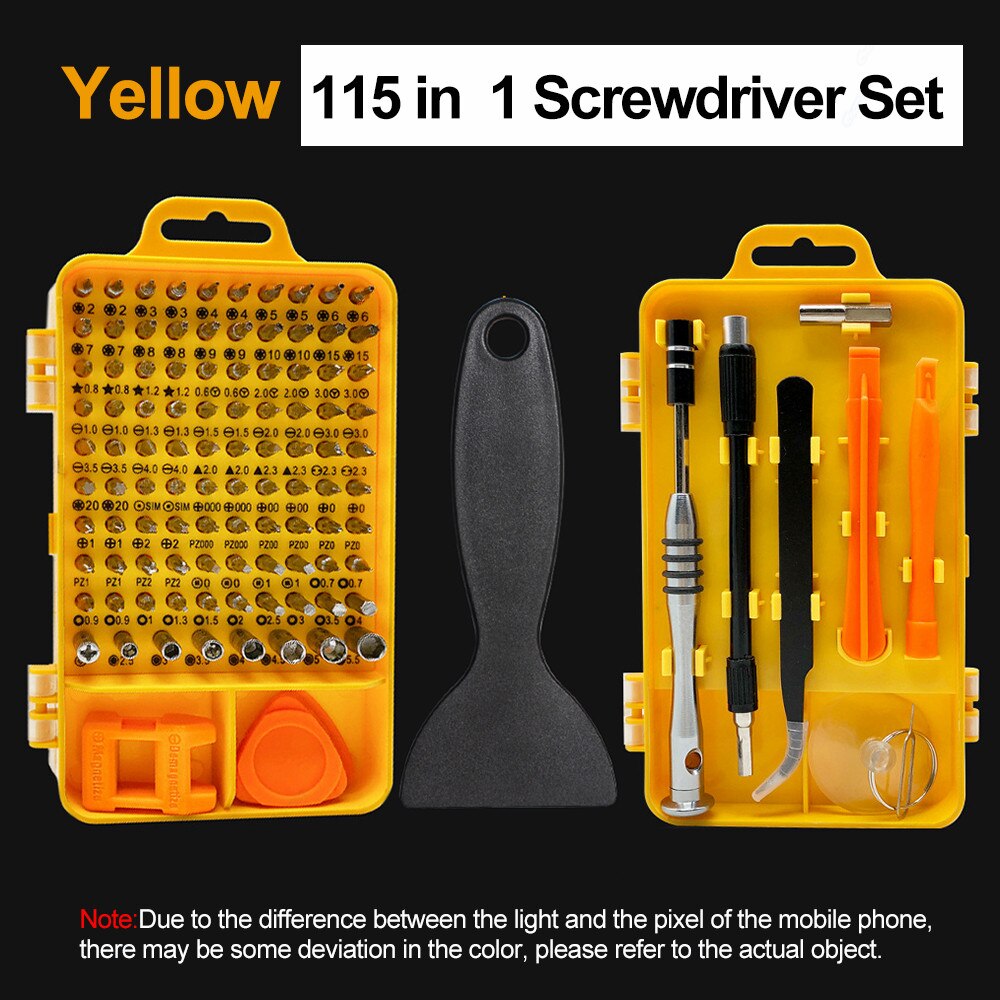 Draagbare Mobiele Telefoons Reparatie Tool Sets 55 In 1 Precisie Schroevendraaier Set Voor Iphone 11 8 7 Macbook Mobiele Telefoon reparatie Gereedschap Kit: Yellow 115 in 1