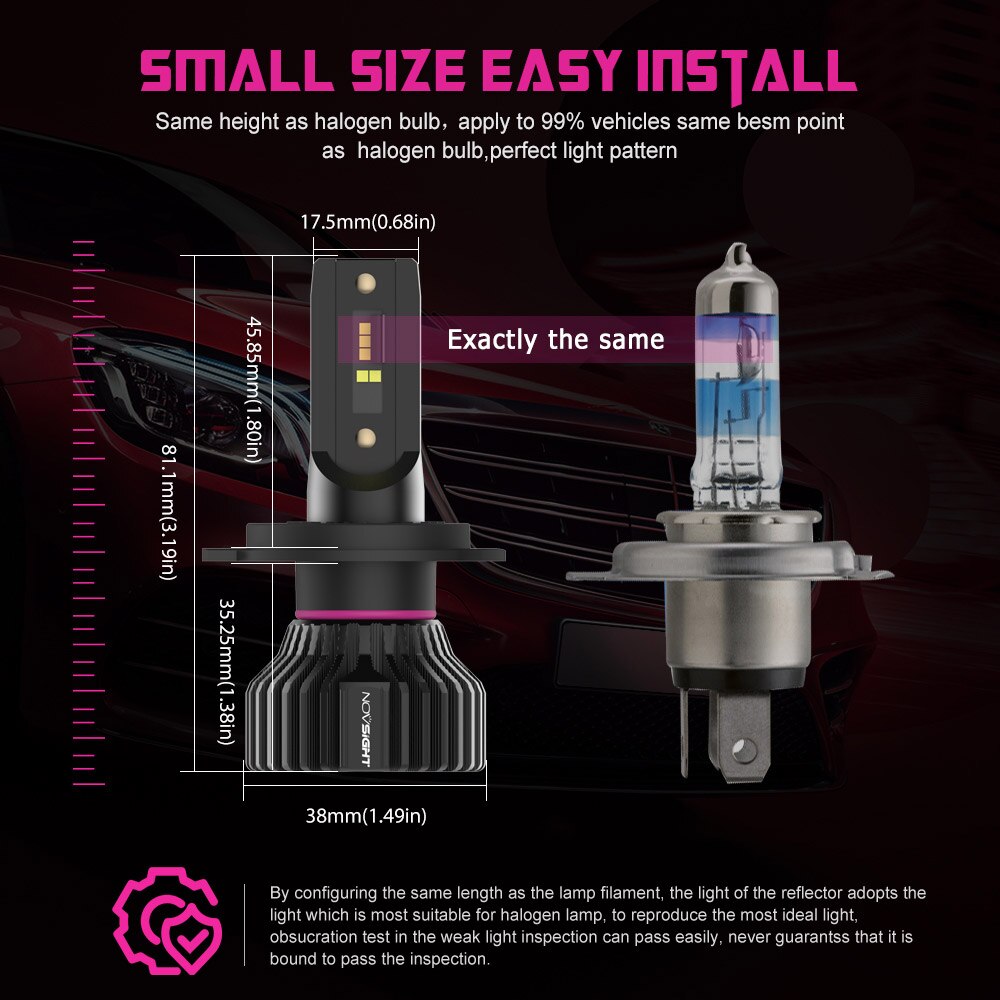 Novsight luzes do carro h4 led h7 led farol lâmpadas h8 h9 h11 lâmpada led 9005 hb3 9006 hb4 faróis de nevoeiro kit 12 v