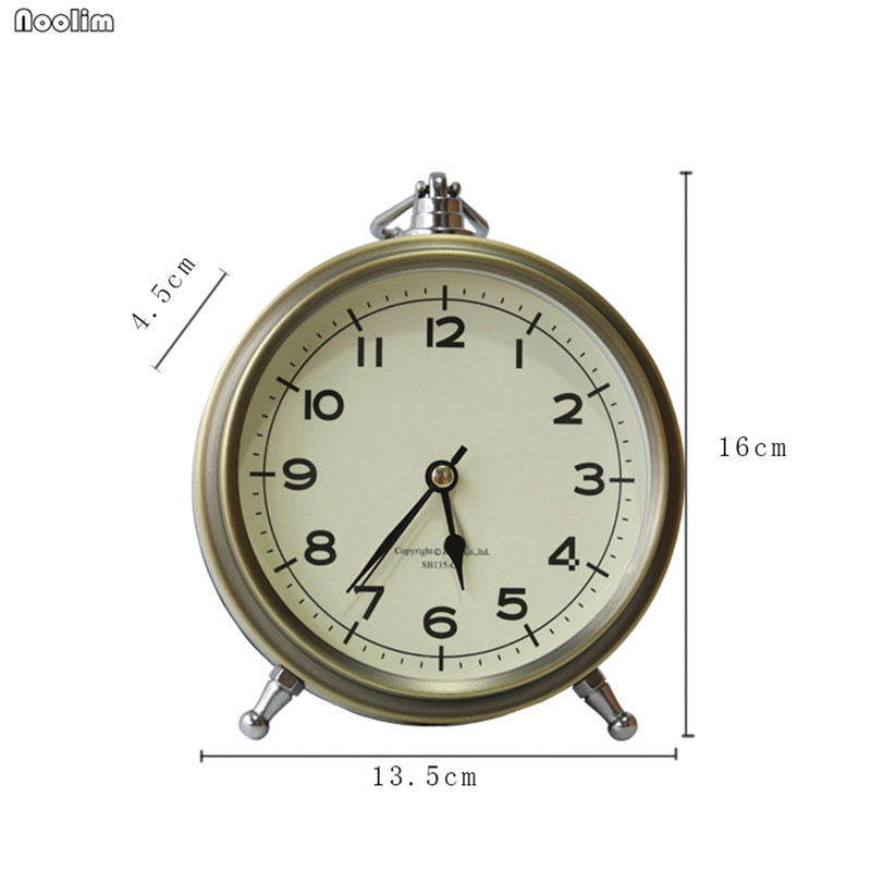 Digital Alarm Clock Simple Mute Round Metal Portable Bedside Clock European Home Living Room Table Decoration