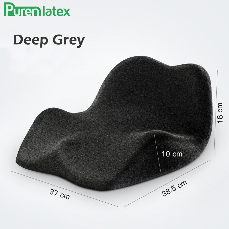 PurenLatex Memory Foam Seat Back Cushion Orthopedic Coccyx Spine Mat Relieve Pressure Pad Slow Rebound Chair Ergonomic Cushions: Deep Grey