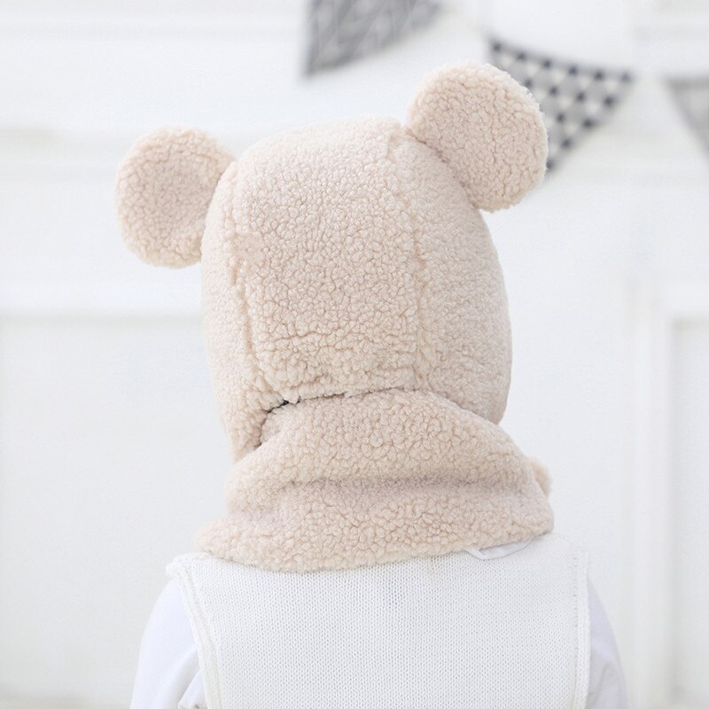 Traje de cuello y gorro de bombardero para bebé, otoño e invierno, dibujos animados para niños, niño y niña, juegos de gorro y bufanda gruesos y cálidos