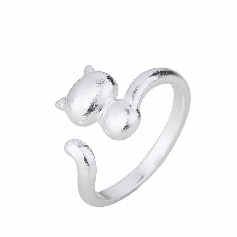 modisch Silber Farbe Katze Ohr Ringe Für Frauen Braut Hochzeit Engagement Schmuck Große Öffnung Antike Ringe