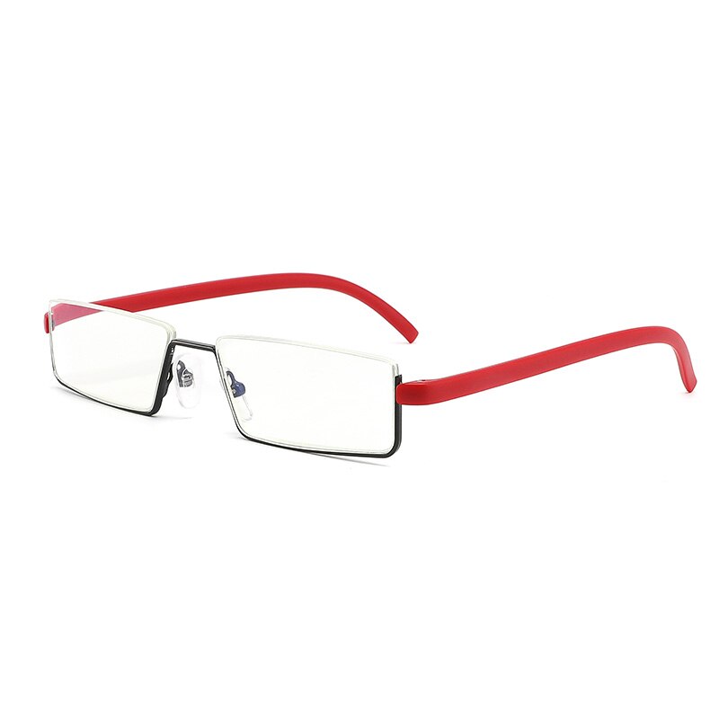 Glausa óculos de leitura tr90 de aço inoxidável, unissex meia armação antirreflexo, espelho óptico para presbiopia, estojo para óculos: Red Glasses / +350