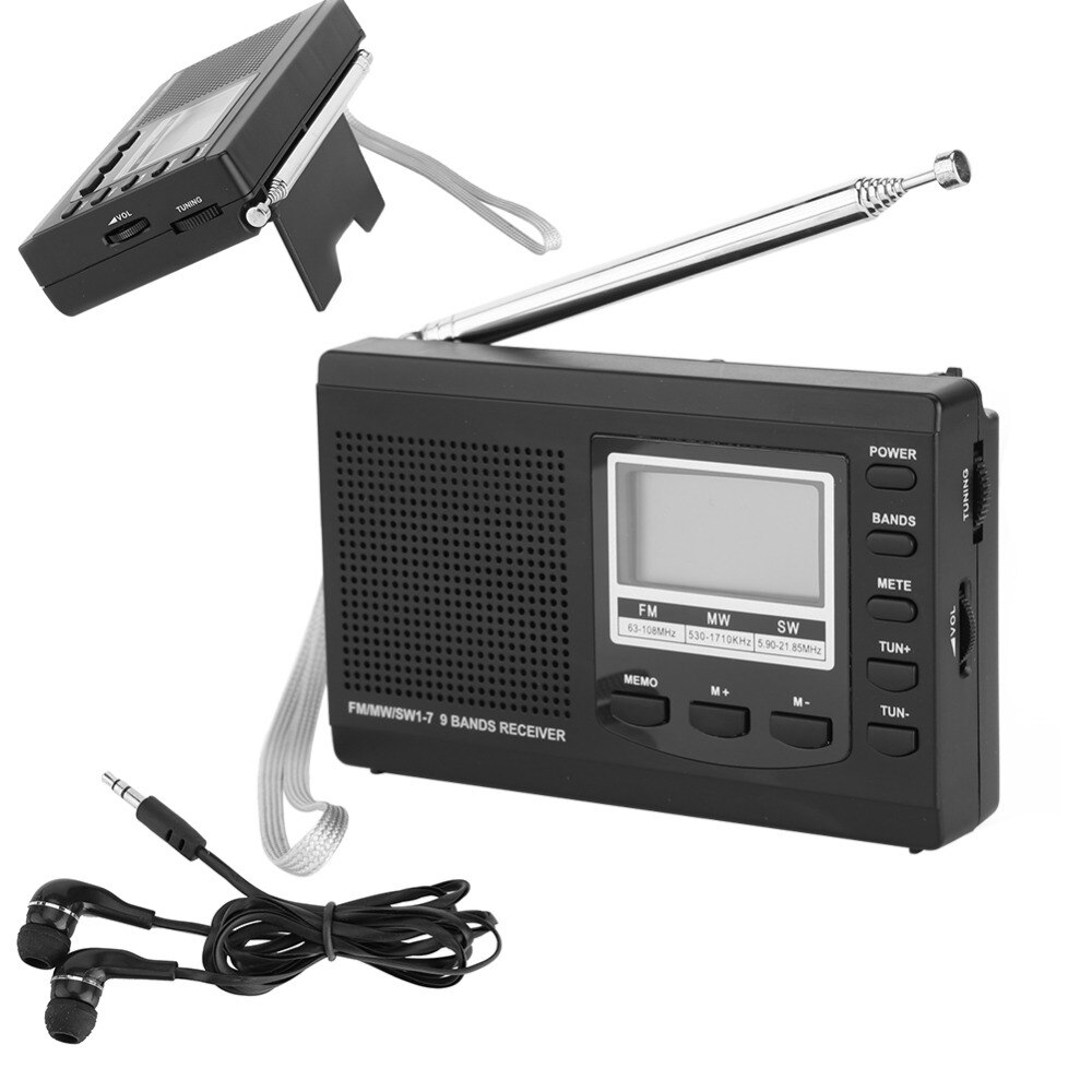 Draagbare Mini Stereo Radio Fm/Mw/Sw Ontvanger W/Digitale Wekker Fm Radio Ontvanger Muziekspeler luidspreker Voor Outdoor
