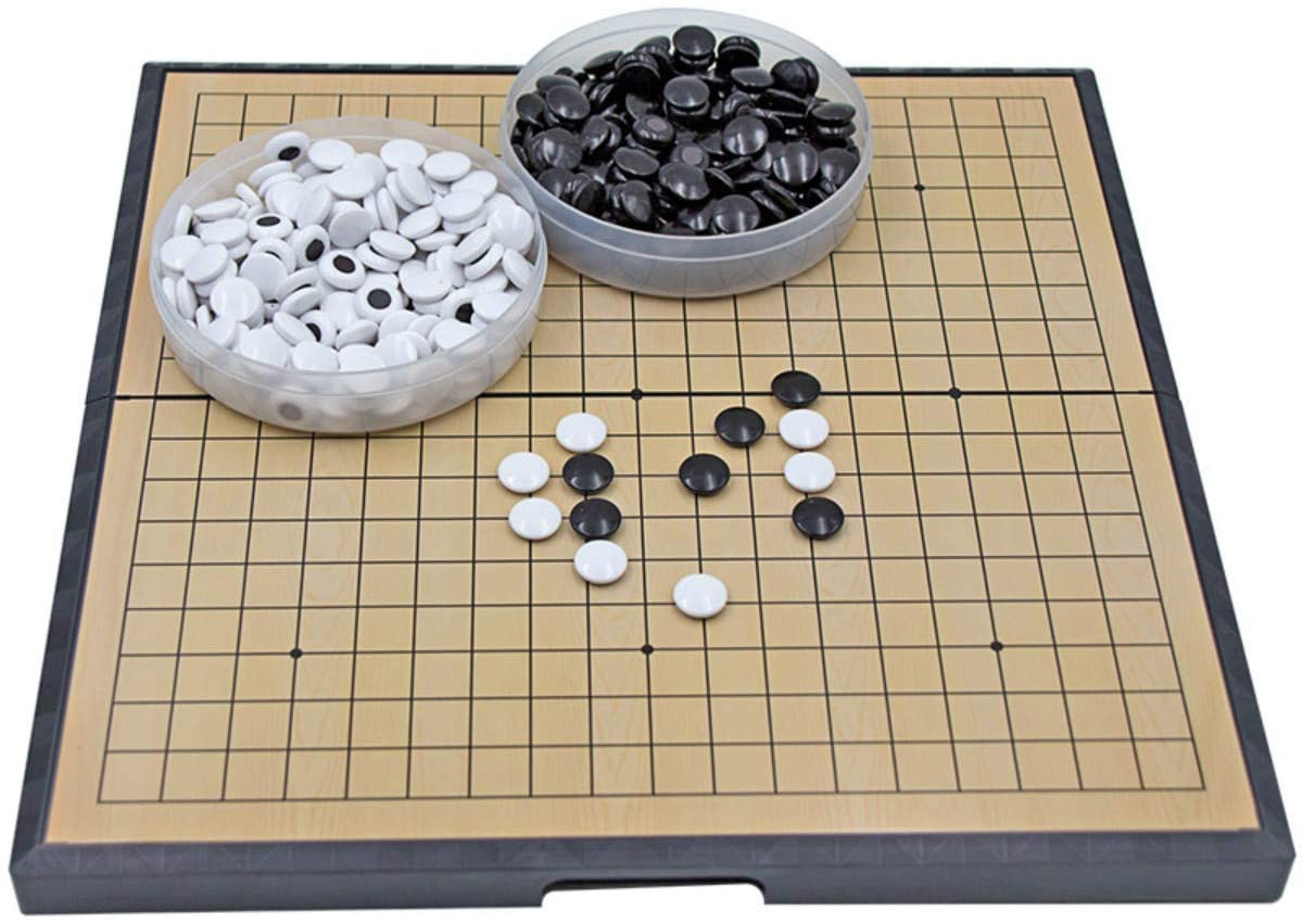 Large Magnetic 19x19 Go Set Game 28CM Portable with A Single Convex Plastic Stone and Go Board for Children and Adult Games