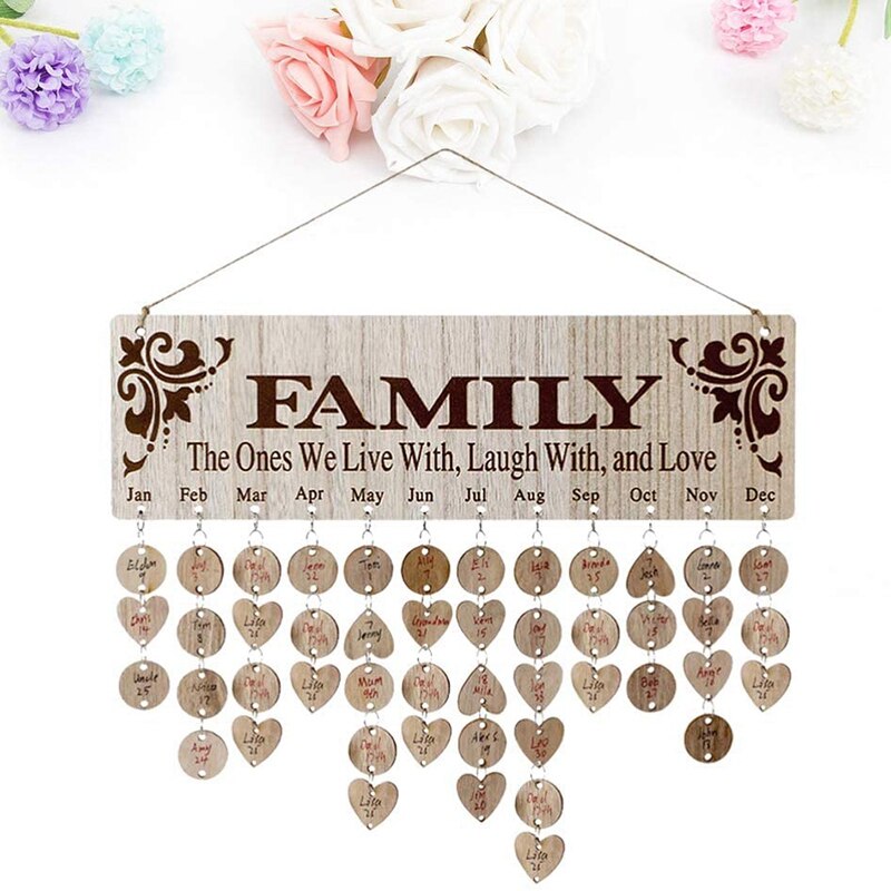 Family Birthday Reminder Calendar Hanging Board Family Birthday Board DIY Wooden Calendar Wall Birthday Reminder