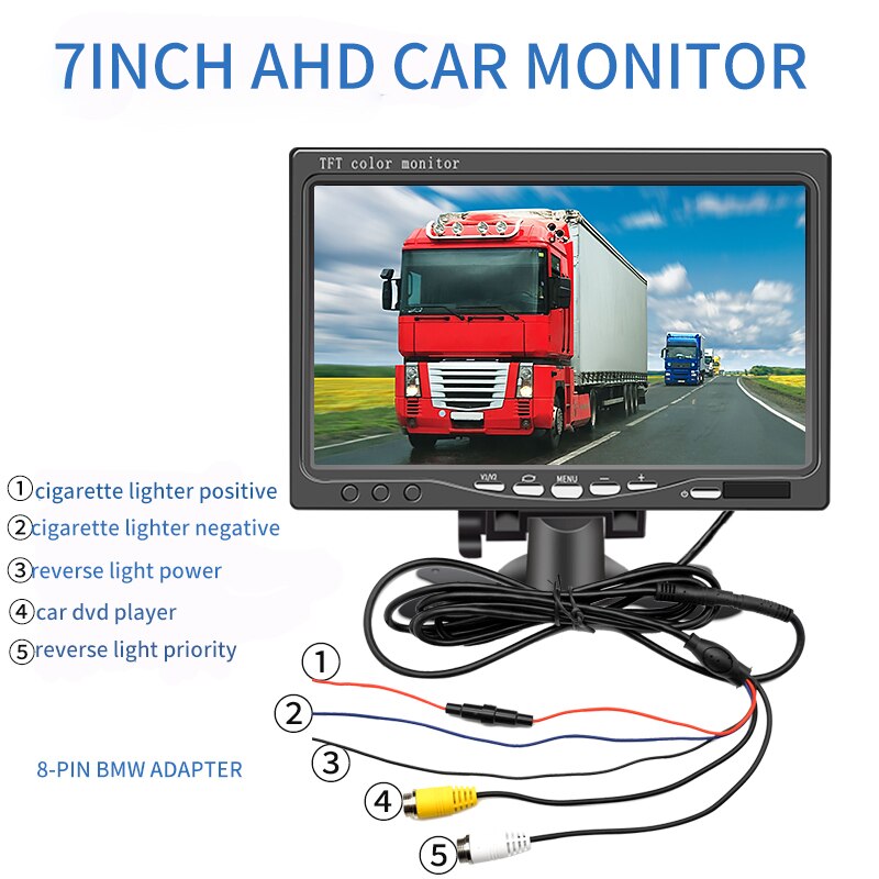 7 Inch Ips Scherm Ahd Auto Monitor Lcd Display Met